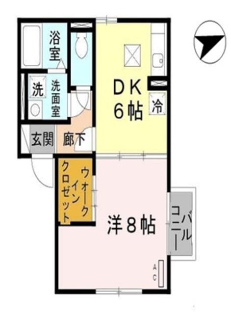 コーポラス鞍作(1DK/2階)の間取り写真