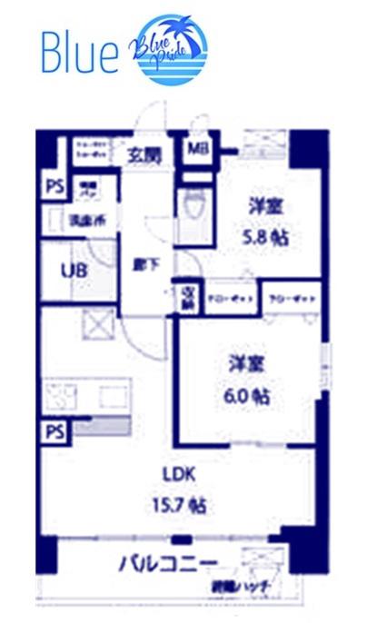 湘南辻堂駅前マンション(2LDK/7階)の間取り写真