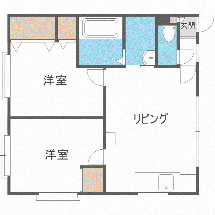 レカナッティ新発寒(2LDK/3階)の間取り写真