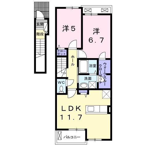 マーベラス B(2LDK/2階)の間取り写真
