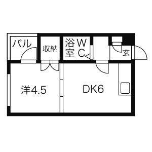 パークサイドクリスタル(1DK/4階)の間取り写真