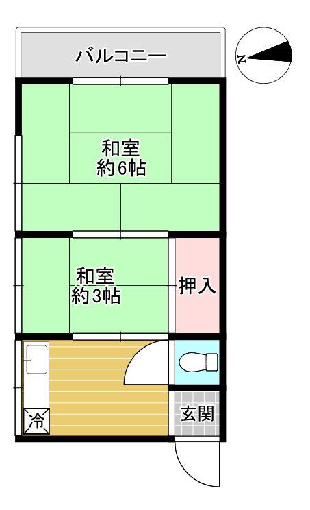 米山ビル(2K/3階)の間取り写真