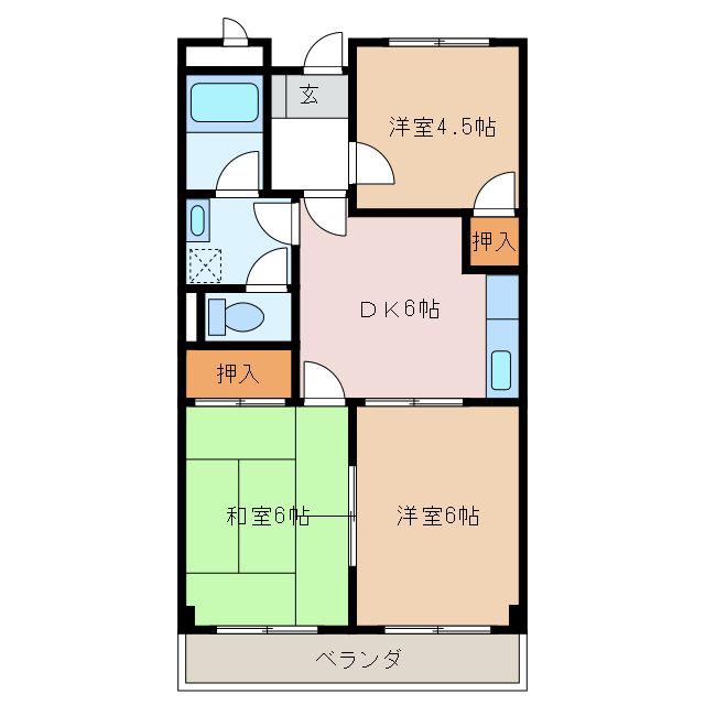 リンピア中村(3DK/2階)の間取り写真