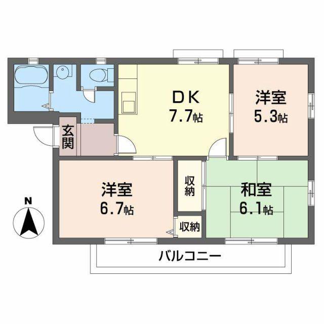 ファミーユ美津(3DK/2階)の間取り写真