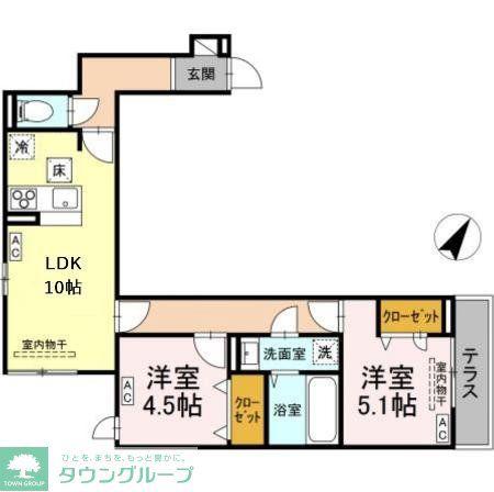 D-ROOM散田町(2LDK/1階)の間取り写真