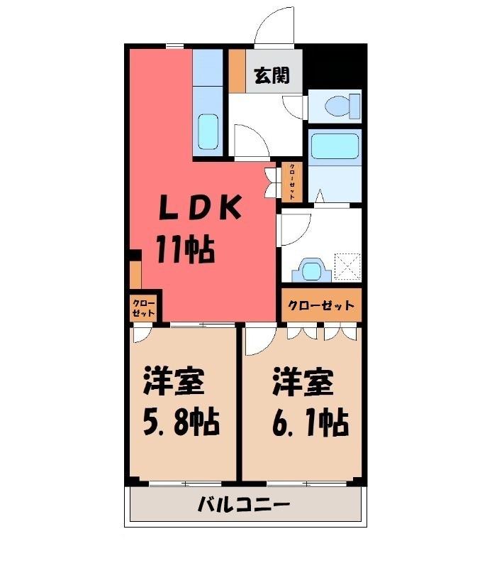 メルキュレー(2LDK/1階)の間取り写真