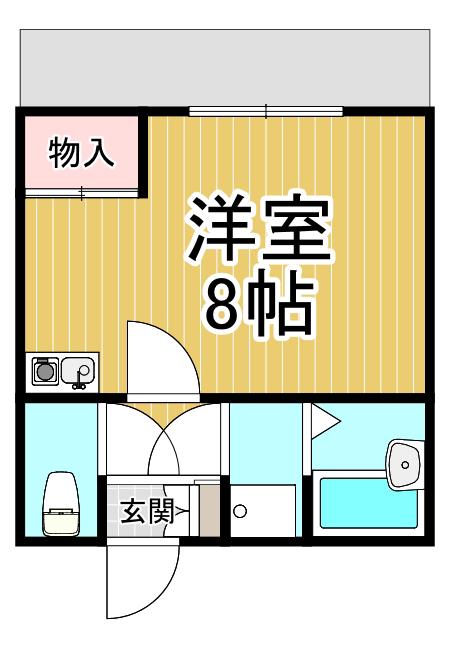 サンハイツ香枦園(ワンルーム/1階)の間取り写真