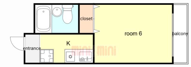 ロジュマン芙蓉(1K/4階)の間取り写真