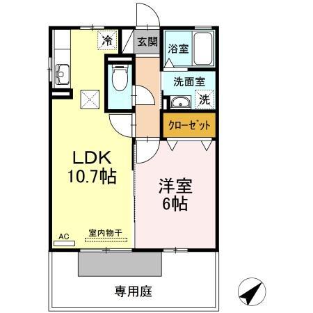 ハーブ神領(1LDK/1階)の間取り写真