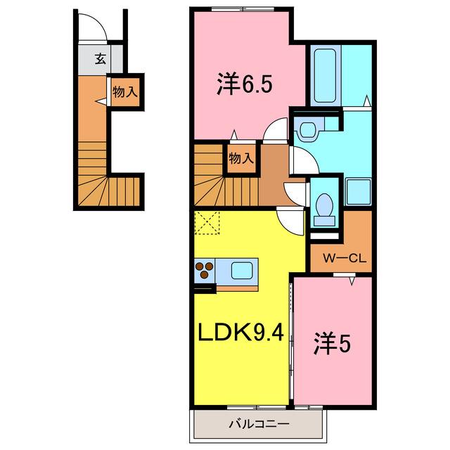 グリーン リヴァージュ(2LDK/2階)の間取り写真