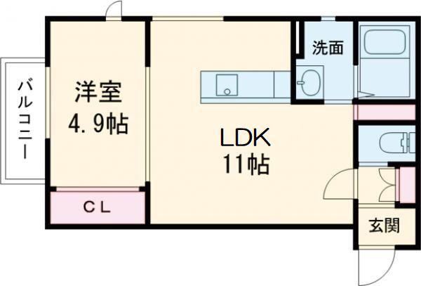 ファイブスター見山(1LDK/1階)の間取り写真