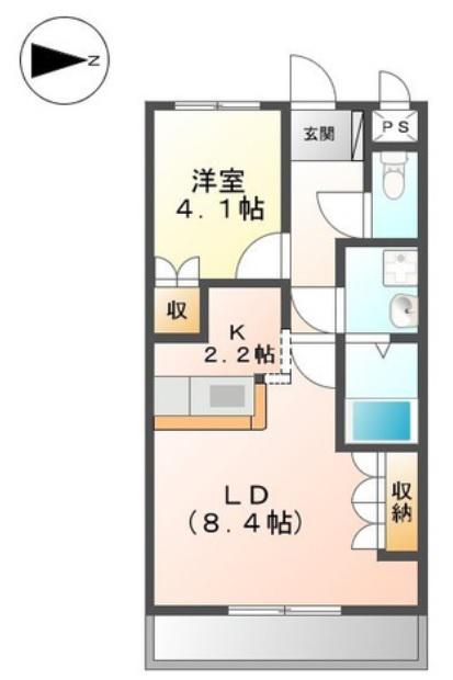 チェリーブロッサム(1LDK/2階)の間取り写真