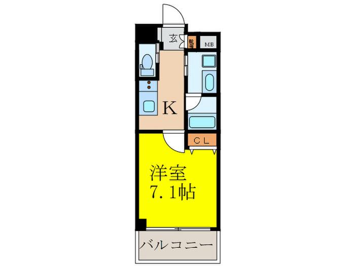 クローバー・レジデンス江坂(1K/8階)の間取り写真