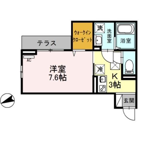 グランディール和光(1K/1階)の間取り写真