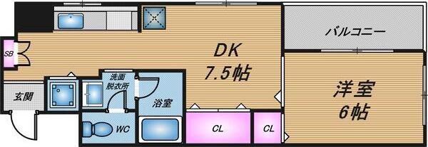 シャトー弁天弐番館(1DK/10階)の間取り写真