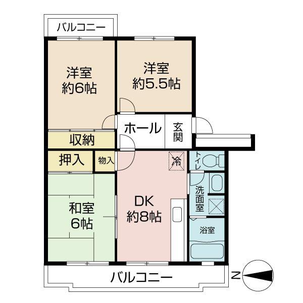 パストラル菅原(3DK/5階)の間取り写真