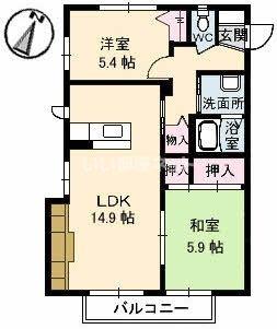 メルヘン青山(2LDK/2階)の間取り写真