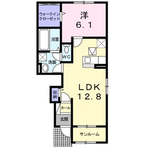 パイン ヌーボー 西脇 II(1LDK/1階)の間取り写真