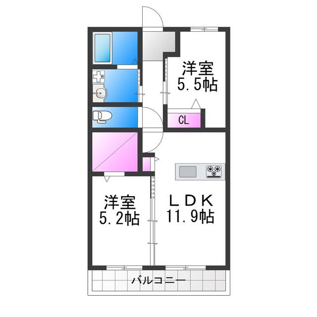 シャンドポワロ(2LDK/1階)の間取り写真