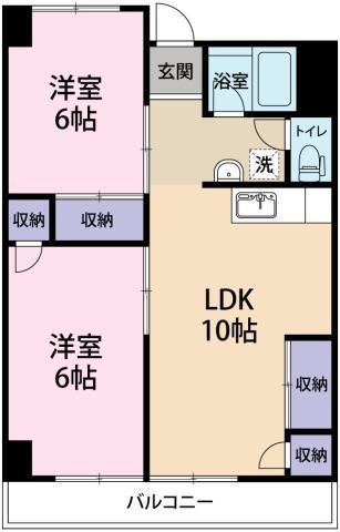 里見ビル(2LDK/7階)の間取り写真