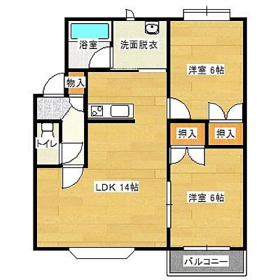 ニューハイツ明野(2LDK/2階)の間取り写真