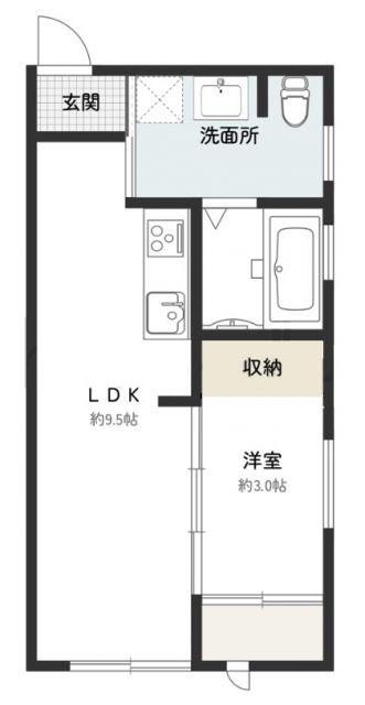 KOYA 430(1LDK/1階)の間取り写真