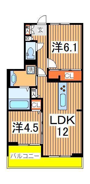 ラフォーレ弐番館(2LDK/2階)の間取り写真