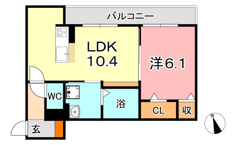 ブルーミア(1LDK/3階)の間取り写真