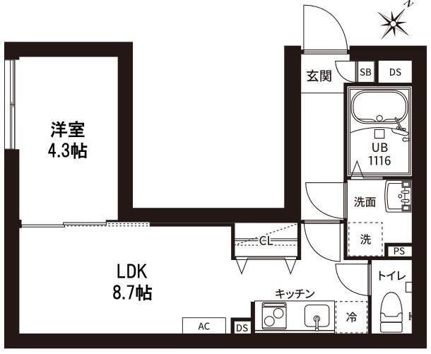 レピュア曙橋駅前レジデンス(1LDK/2階)の間取り写真