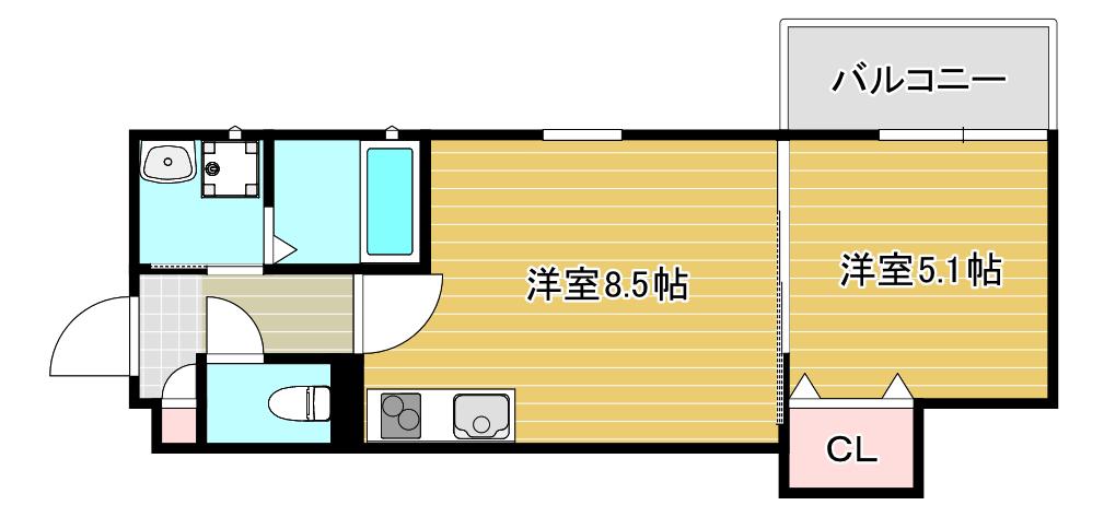 ラモーナ大和田(1LDK/2階)の間取り写真