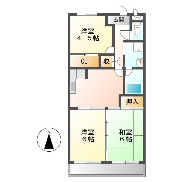 本町ハウス(3DK/2階)の間取り写真