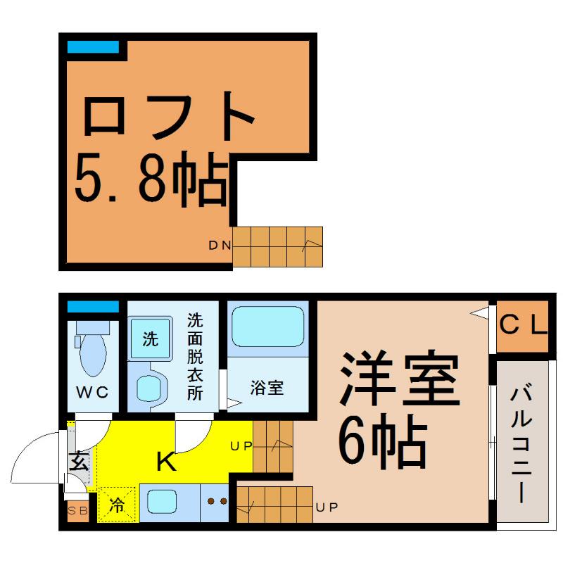 ルピナス今池(1K/2階)の間取り写真