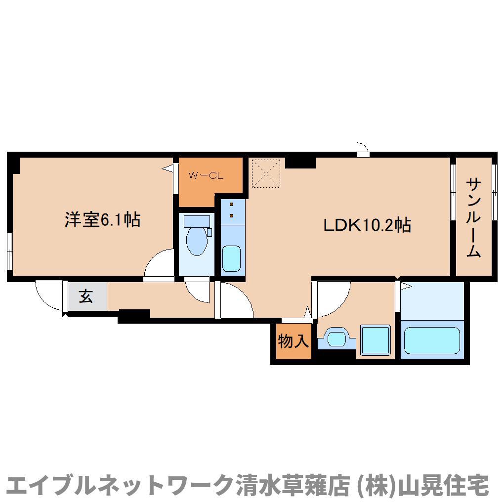 ルナソーレII(1LDK/1階)の間取り写真