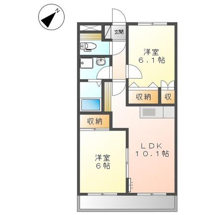 アメニティーK(2LDK/1階)の間取り写真