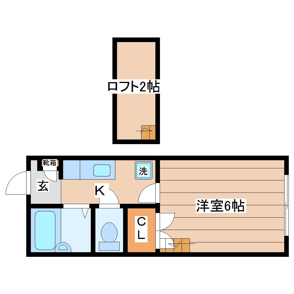 ロフトハウス吹上II(1K/2階)の間取り写真