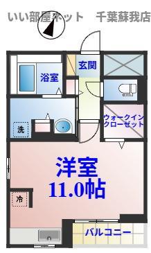 サンライズ石橋 2(1K/3階)の間取り写真