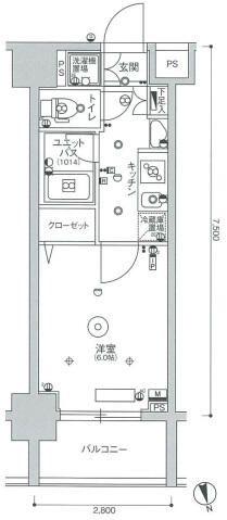 スカイコート蒲田ガーデン(1K/8階)の間取り写真