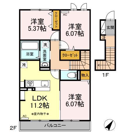 コンフォート 旧D-ROOM西原町(3LDK/2階)の間取り写真
