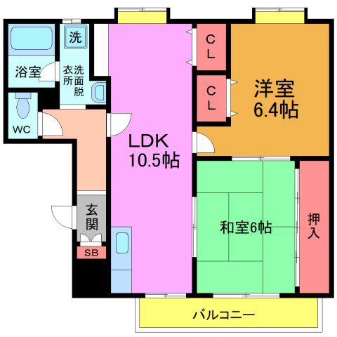 TOMIKURA‐III(2LDK/3階)の間取り写真