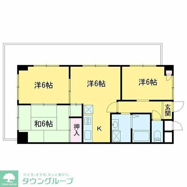 シティライフ赤塚(3DK/4階)の間取り写真