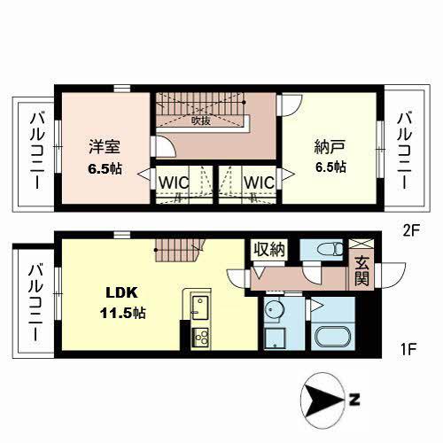 サウスグランドメゾン三国ヶ丘(2LDK/1階)の間取り写真