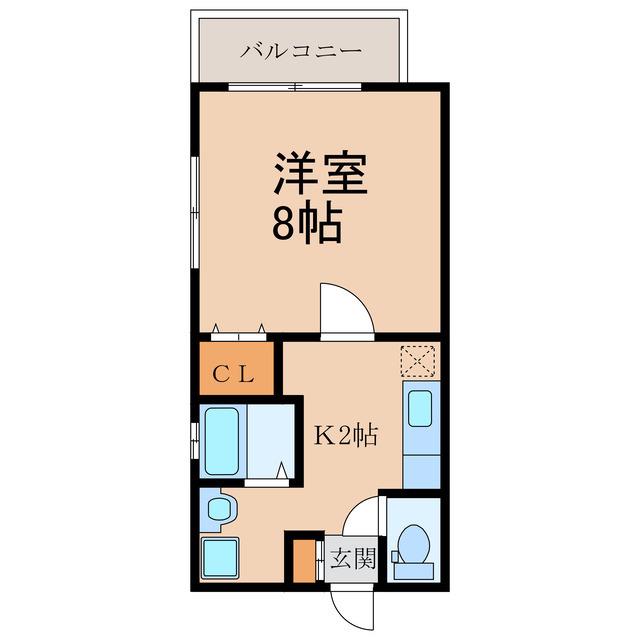 フェヴァリーVB(1K/2階)の間取り写真