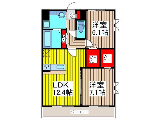クラリスB(2LDK/2階)の間取り写真