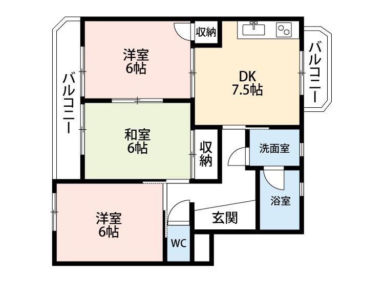 プレミール横山(3DK/2階)の間取り写真