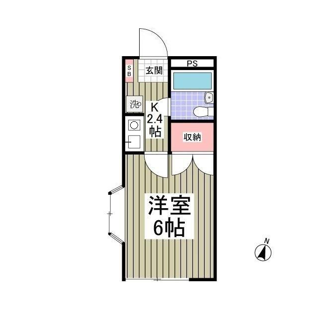 オークタウン(1K/1階)の間取り写真