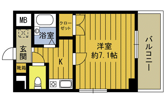 コーポつだII(1K/4階)の間取り写真