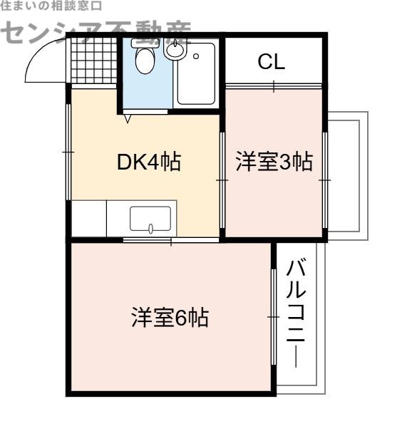 グランシャトー(2DK/1階)の間取り写真