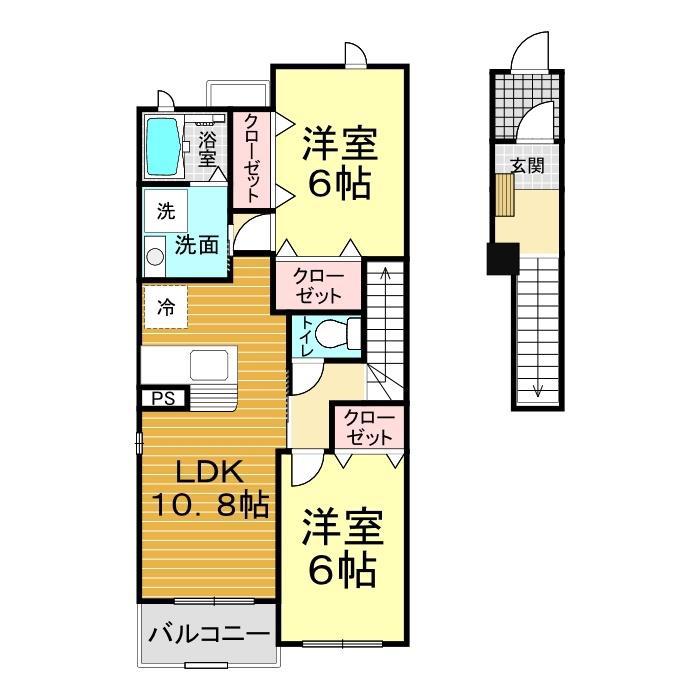 サニーレジデンス I番館(2LDK/2階)の間取り写真