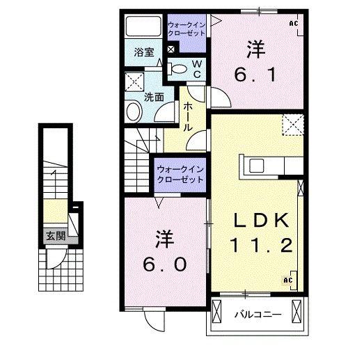 マーシュ ディアコート(2LDK/2階)の間取り写真