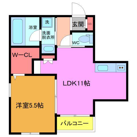 KAI-NOAH(1LDK/1階)の間取り写真
